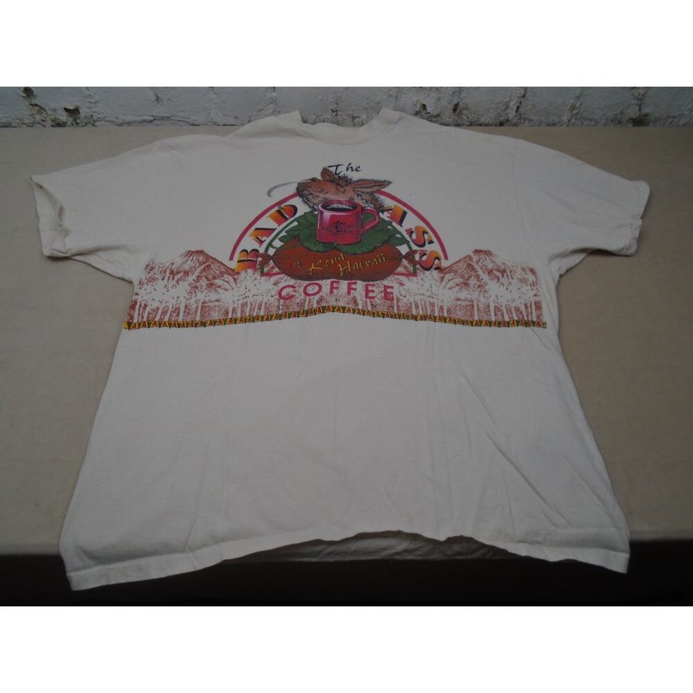 Vintage 90’s Y2K “The Bad Ass” Kona Coffee Hawaii AOP 100% Cotton XXL USA Made